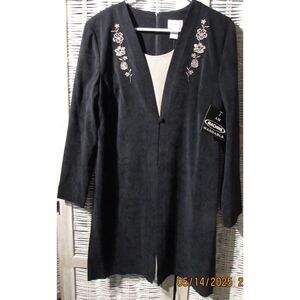 Fashion Bug stretch size 12 vintage dress new embroider black, tan knee length
